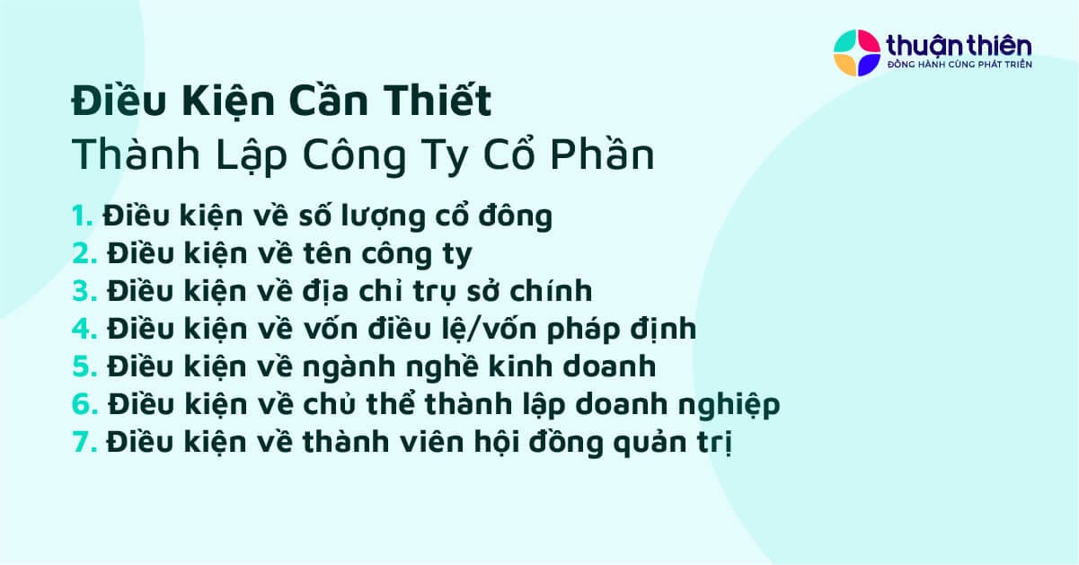 Đảm bảo c&aacute;c điều kiện để th&agrave;nh lập c&ocirc;ng ty cổ phần sẽ gi&uacute;p bạn tu&acirc;n thủ quy định v&agrave; ph&aacute;p l&yacute;